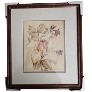Cheri Blum Cymbidium Orchid Print Framed 14.5x14.25 Blum Global Florals 1999